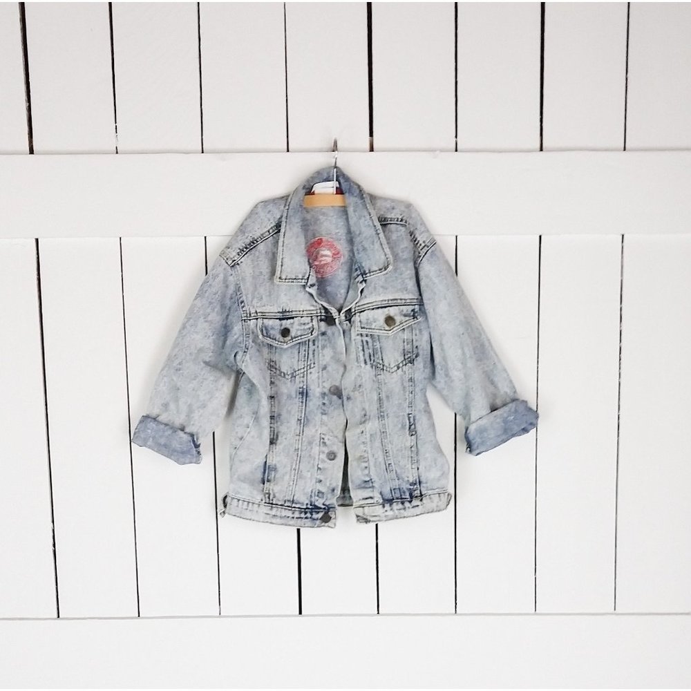 Vintage kids childrens acid wash cotton jean denim jacket large
